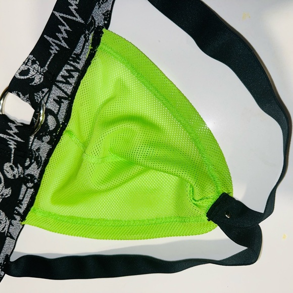 Neon Green Skully Jockstrap with O-Ring - Picture 2 of 5